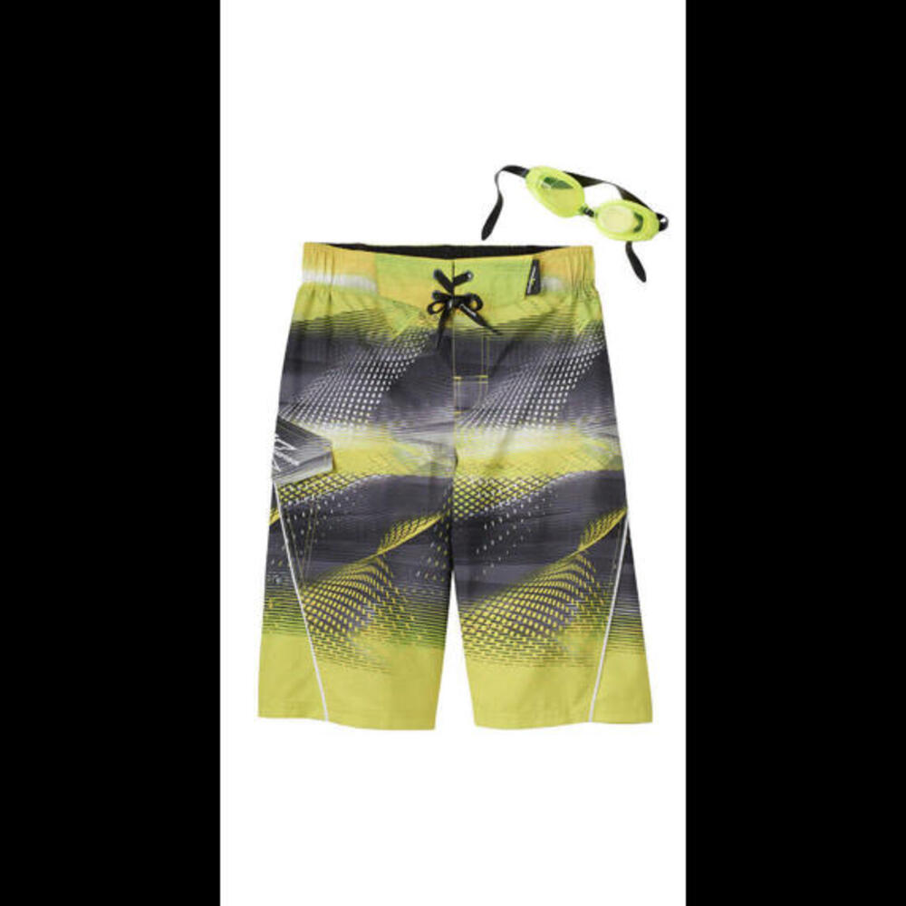 Boy’s Size Medium ZeroXposure Beach 2 Street Digital Wave Board Shorts w/Goggles